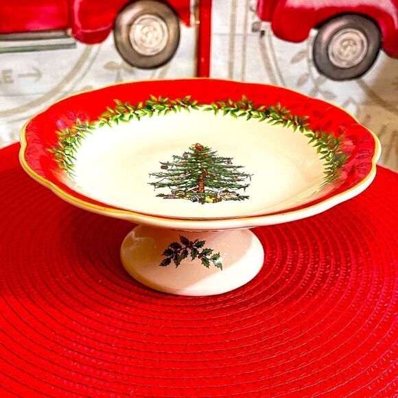 Spode Christmas Tree Annual Footed Candy Dish 2013 NWT - Picture 1 of 13